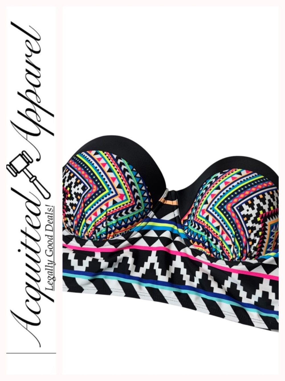 OP Ocean PacificMulticolor Tribal Print Bandeau Bikini Top XL